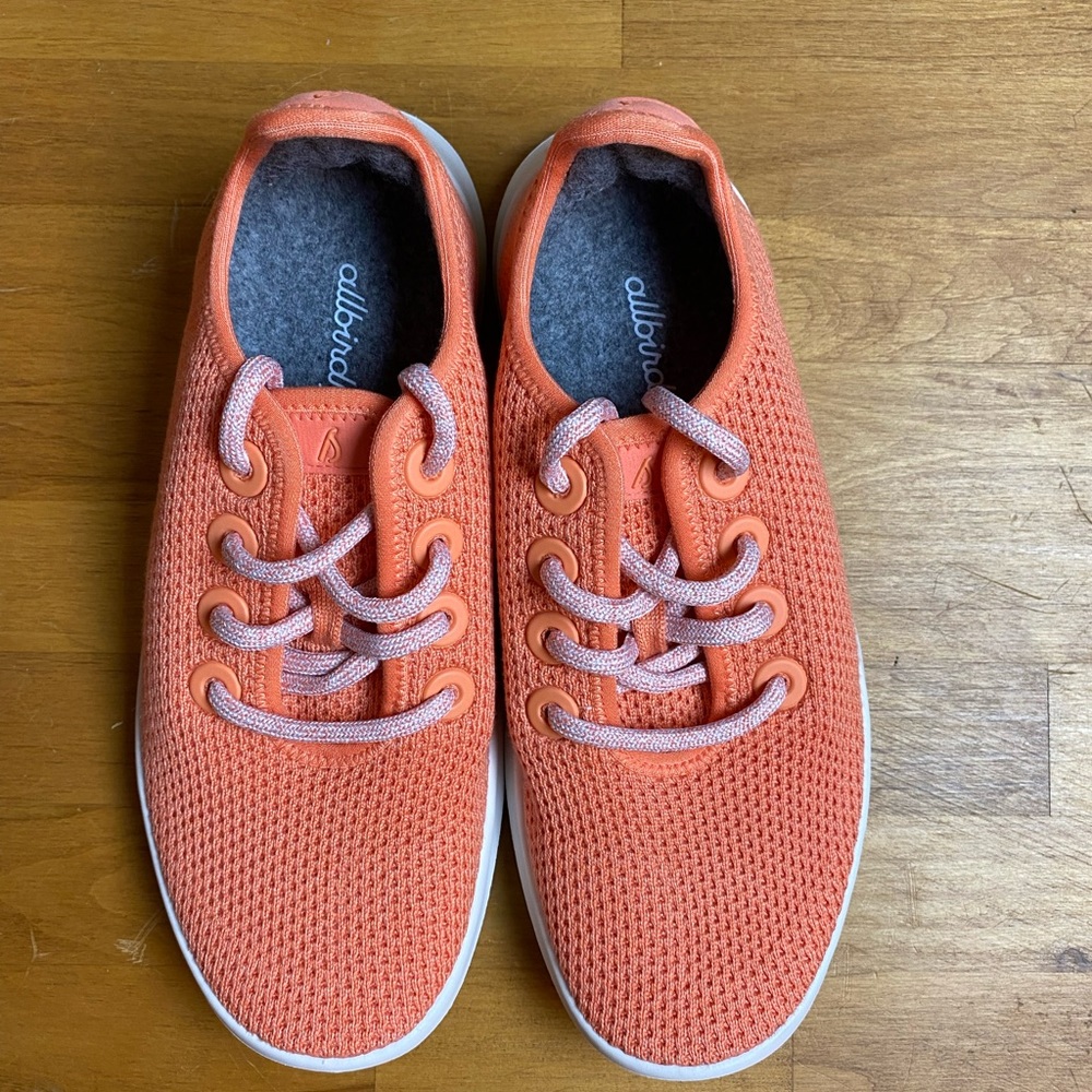 Allbirds coral orange Tree Runners